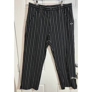 Oakley Pinstripe Golf Pants Mens 36W Black White Streetwear Skater Style Trouser